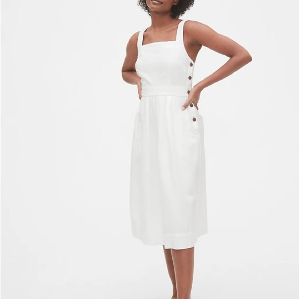 NWT GAP Apron White Midi Dress
